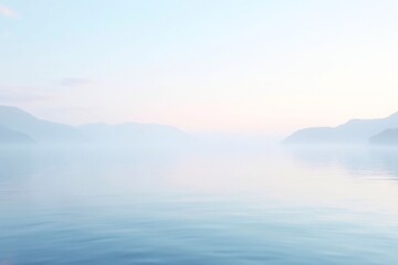 Fototapeta premium Calm Blue Lake in Early Morning Light with Clear Reflection