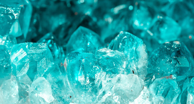 Aquamarine crystal mineral stone. Gems. Mineral crystals in the natural environment. Texture of precious and semiprecious stones. shiny surface of precious stone