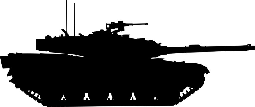 Heavy armored tank side profile outline