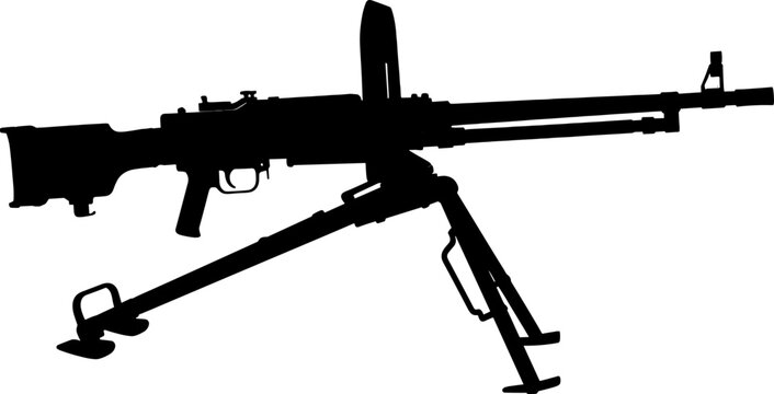 Heavy machine gun mounted on a tactical tripod for defensive combat