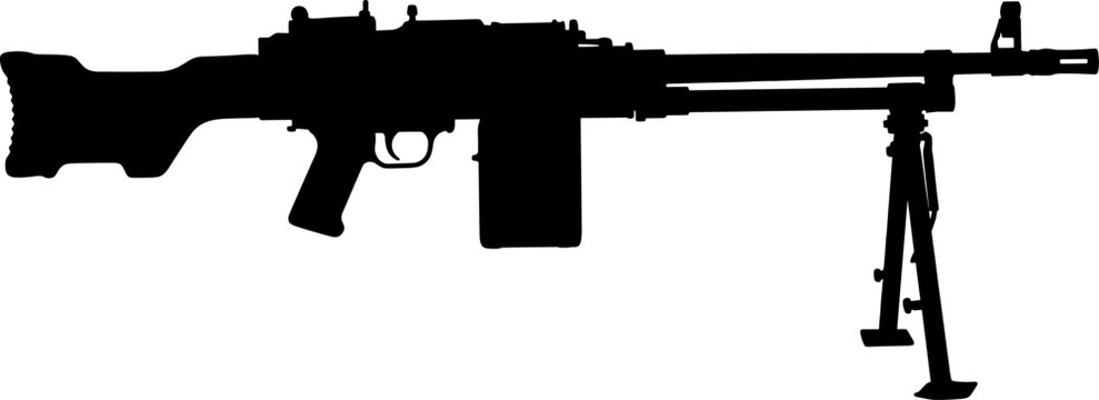 Heavy machine gun silhouette mounted on a bipod
