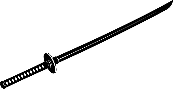 Katana silhouette with traditional tsuba and wrapped handle
