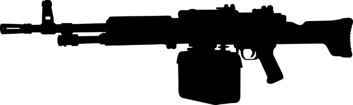 Light machine gun silhouette with ammunition box magazine
