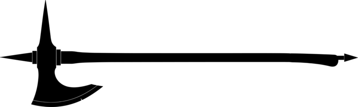 Medieval poleaxe silhouette with long handle and axe head