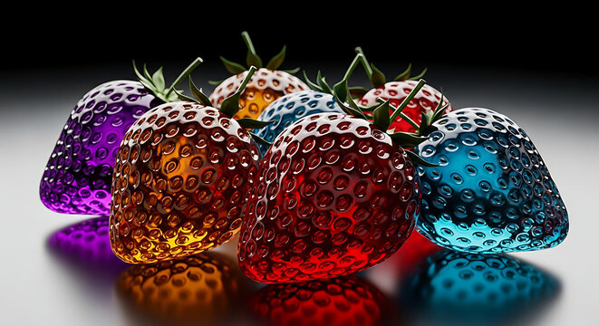 Frutas fant&aacute;sticas de vidro, frutas de vidro, geradas por IA