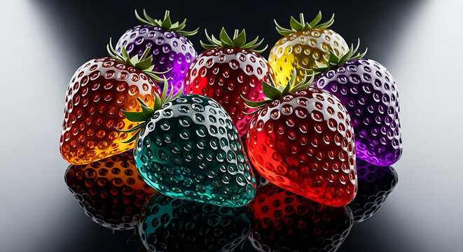 Frutas fant&aacute;sticas de vidro, frutas de vidro, geradas por IA