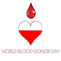 Fototapeta premium World Blood Donor Day Heart Shape with Blood Drop Awareness Vector Design