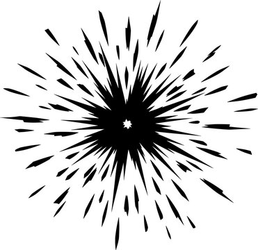Starburst spark silhouette representing a muzzle flash or impact point