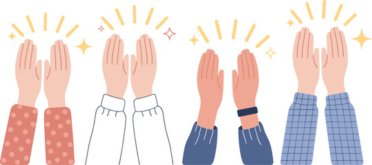 Fototapeta premium Hands clapping applause gesture set showing appreciation and celebration moments