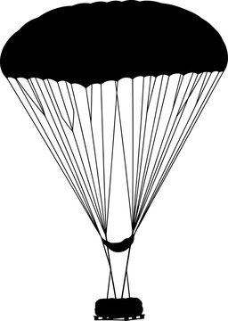 Cargo parachute descending with heavy military supply crate