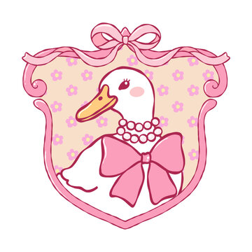 Vintage Thrifted Goose vector, Grandma Core, Coquette Cottage Core Elegant Frame Thrifted, Pink Mama Vector