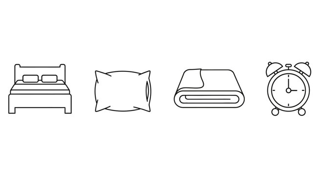 Comfortable bed with pillow and blanket illustration.