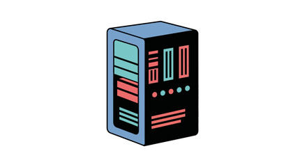 Obraz premium Modern Illustrated Server Tower Graphic for Data Storage Network Infrastructure