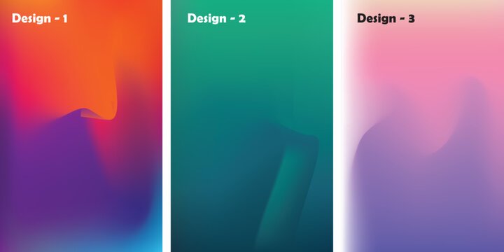 Abstract colorful gradient background set with soft blur and modern fluid shapes