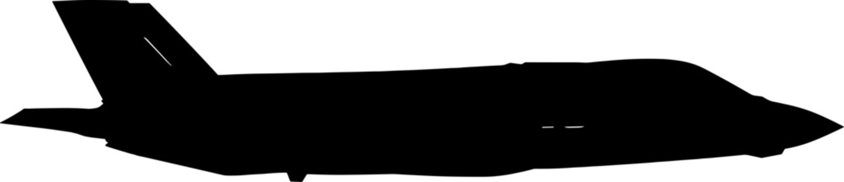 Modern stealth fighter jet silhouette in a side profile