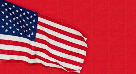 Obraz premium American flag corner stars and stripes against a vibrant red background