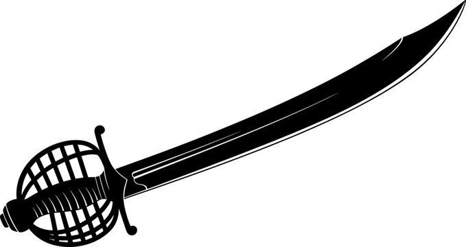 Curved scimitar sword silhouette often associated with historical cavalry and pirates