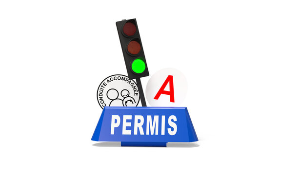 Autocollants Jeune Conducteur A, Conduite Accompagn&eacute;e et feu tricolore sur Fond Transparent