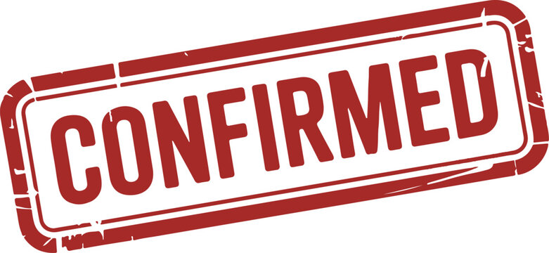 Red confirmation stamp with the word confirmed prominently displayed