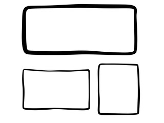 Vector illustration of rectangle and square frame outlines in hand-drawn style. Simple doodle line borders, perfect for notes, highlights, labels, or text decoration design © dieno production
