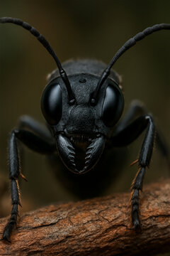  Extreme Macro Portrait of a Black Insect