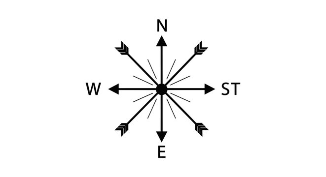 Vector illustration of a 3D abstract background with stars and a navigation compass rose symbol for a business travel and adventure concept