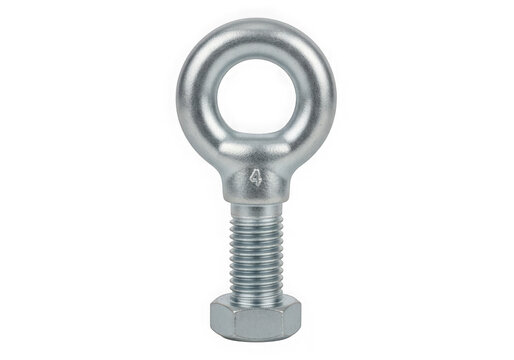 Silver eye bolt with screw thread isolated on transparent background