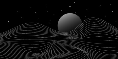 Black Abstract background with white Geographic waves design element EPS 10 © muhammad