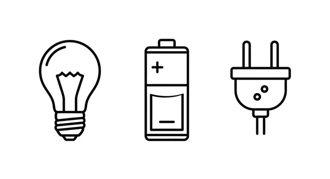 Electricity power energy symbols icons.