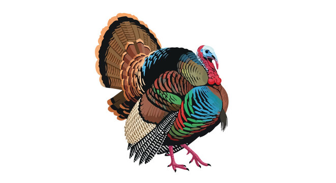 Colorful abstract turkey with vibrant and whimsical patterns