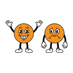 Fototapeta premium Smiling and frowning orange emoticon characters