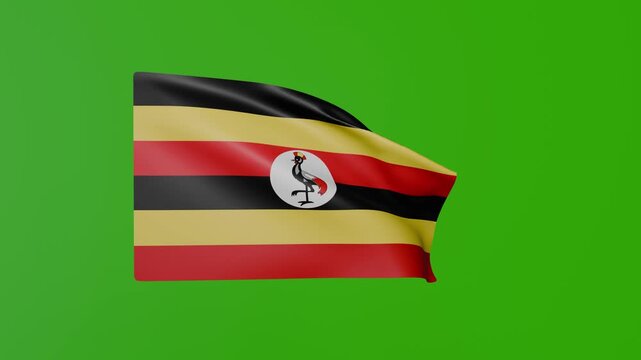 ganda flag waving on green background, national flag animation