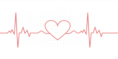 Fototapeta premium Heartbeat electrocardiogram graph shows a medical ekg pulse rate rhythm with an illustration of a healthy life cardiogram line for cardiology hospital test monitor chart vector