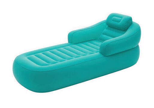 Teal inflatable pool lounger isolated on transparent background