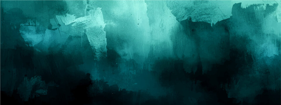 Abstract teal and dark artwork with water-like visual, creating a sense of depth and mystery with smoky cloud-like elements.