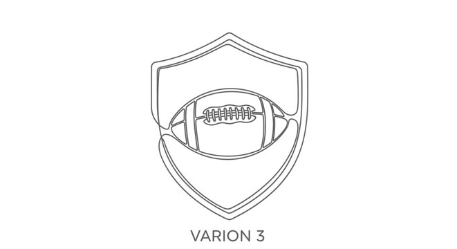 American Football Ball with Shield Continuous Line Drawing.