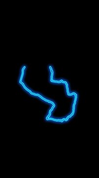 Mobile Vertical Resolution, 2160x3840 Pixels, Paraguay Country Map Neon Lights, Abstract Paraguay Neon Lights Map Opener Suitable for Politics, Elections and News 