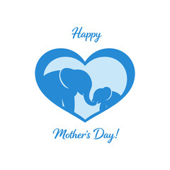 Cute Elephant Family Mother's Day Minimal Vector Illustration © Shamim