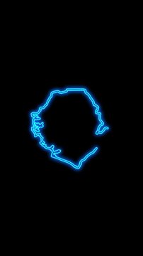 Mobile Vertical Resolution, 2160x3840 Pixels, Sierra Leone Country Map Neon Lights, Abstract Sierra Leone Neon Lights Map Opener Suitable for Politics, Elections and News 