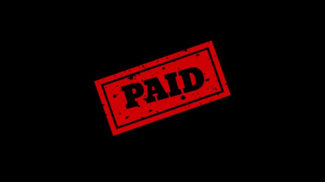 Red paid stamp animation green screen 4k video, payment approval confirmation stamp motion graphic business finance overlay chroma key footage, invoice paid seal animation success 