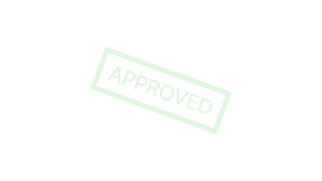 Approved stamp animation alpha channel 4k video, green approved label rubber stamp motion graphic transparent background clean business verification overlay