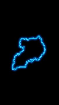 Mobile Vertical Resolution, 2160x3840 Pixels, Uganda Country Map Neon Lights, Abstract Uganda Neon Lights Map Opener Suitable for Politics, Elections and News 