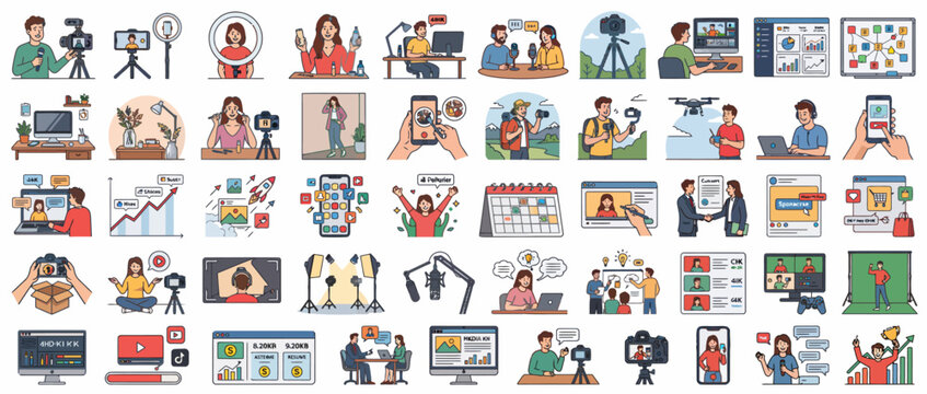Collection of modern flat design icons.