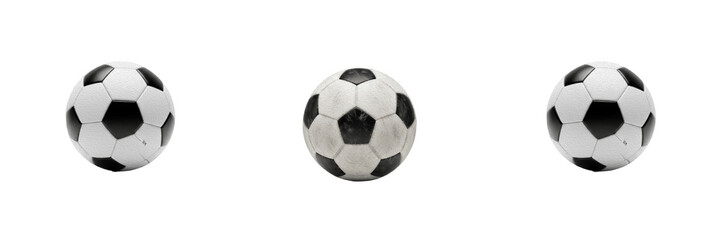 Fototapeta premium Classic Black And White Soccer Ball Football Isolated On Transparent Background High Quality PNG Set.