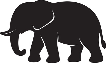 Obraz premium Elephant Silhouette Icon — Minimal Black Vector Design
