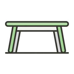 Fototapeta premium A minimalist 2D icon of a dining table, featuring bold outlines and flat pastel colors on a clean white background.