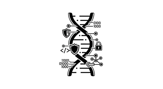 DNA Security and Bioinformatics Digital Concept Icon