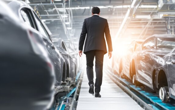 Executive Walking Towards Aligned Vehicles on a Factory Ramp