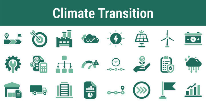 Commercial visuals for transition plans decarbonization roadmaps capex shifts and climate reporting workflows Suitable for strategy decks dashboards and annual disclosures
