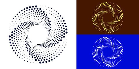 Halftone spiral dots vortex for technology, data concepts, radial graphic design element patterns, helix, rotation arc, spiral swirl - vector © dlyastokiv